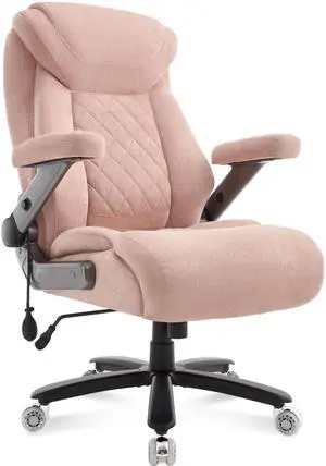 Fabric 700lbs Big and Tall Office Chair, Ergonomic Heavy Duty Executive Cloth Office Chair with 5D Flip Arms & Adjustable Lumbar Support & Dual Rubber Wheel, Large Thick Padded Extra Wide Seat, Pink Fabric 700lbs Big and Tall Office Chair, Ergonomic Heavy Duty Executive Cloth Office Chair with 5D Flip Arms & Adjustable Lumbar Support & Dual Rubber Wheel, Large Thick Padded Extra Wide Seat, Pink