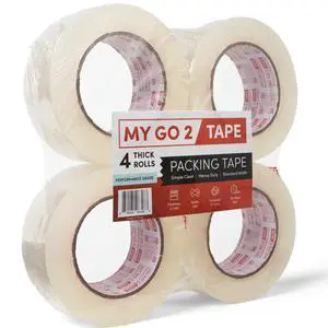My Go 2 Packing Tape, Performance Grade, 2.7 MIL, Standard Width, Simple Clear (4, True 2.70 MIL, 110 Yard Rolls) My Go 2 Packing Tape, Performance Grade, 2.7 MIL, Standard Width, Simple Clear (4, True 2.70 MIL, 110 Yard Rolls)