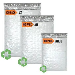 Poly Bubble Mailers #2 8.5X12 100 Pack, #0 6X10 100 Pack, #000 4X8 100 Pack Padded Envelope Mailer Waterproof Variety Pack Poly Bubble Mailers #2 8.5X12 100 Pack, #0 6X10 100 Pack, #000 4X8 100 Pack Padded Envelope Mailer Waterproof Variety Pack