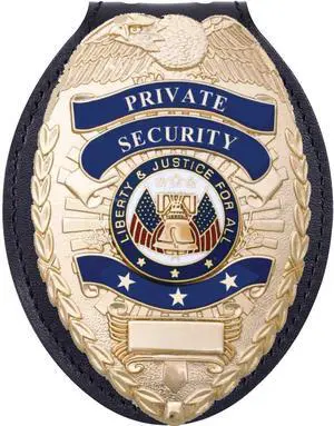 s Private Security Universal Oval Costume Badge + Holder: Standard Leather Shield Case with, Hook Fastener, 2-5/8" x 3-5 (Oval Badge, Brass Badge - Leather Holder) s Private Security Universal Oval Costume Badge + Holder: Standard Leather Shield Case with, Hook Fastener, 2-5/8" x 3-5 (Oval Badge, Brass Badge - Leather Holder)