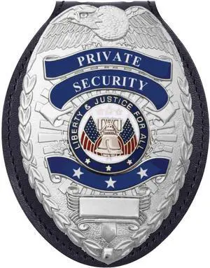 s Private Security Officer Universal Oval Badge + Holder: Standard Leather Shield Case with, Hook Fastener, 2-5/8" x 3-5 (Oval Badge, Nickel Badge - Leather Holder) s Private Security Officer Universal Oval Badge + Holder: Standard Leather Shield Case with, Hook Fastener, 2-5/8" x 3-5 (Oval Badge, Nickel Badge - Leather Holder)
