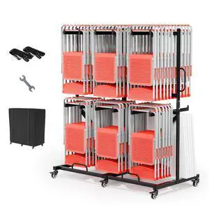 Double-Tier Chair Rack, Holds 84 Chairs or 12 Tables, 1000 lb | Heavy-Duty Steel Construction, Space-Saving Storage Solution, Ideal for Events, Churches, and Banquets Double-Tier Chair Rack, Holds 84 Chairs or 12 Tables, 1000 lb | Heavy-Duty Steel Construction, Space-Saving Storage Solution, Ideal for Events, Churches, and Banquets