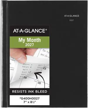 2027 Planner, Monthly, 7" x 8.5", Tabbed, Unruled Daily Blocks, Hardcover, DayMinder, Black (G400H0027) 2027 Planner, Monthly, 7" x 8.5", Tabbed, Unruled Daily Blocks, Hardcover, DayMinder, Black (G400H0027)