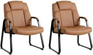 Big & Tall Waiting Room Chairs Set of 2, PU Leather Reception Guest Chair with Padded Arm Rest, Office Desk Chair with Sled Base No Wheels, for Office Meeting, Conference Room, Lobby, 500lb Big & Tall Waiting Room Chairs Set of 2, PU Leather Reception Guest Chair with Padded Arm Rest, Office Desk Chair with Sled Base No Wheels, for Office Meeting, Conference Room, Lobby, 500lb