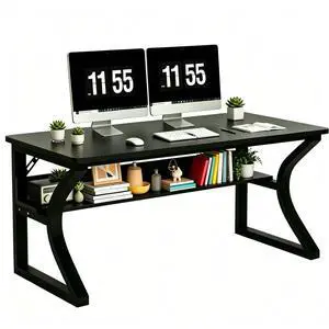 47'' Computer Desk Home Office Desk, Modern Computer Desk w/U Shaped Metal Frame, Storage Shelves, PC Table Study Writing Desk Workstation for Home Office (47inch/Black) 47'' Computer Desk Home Office Desk, Modern Computer Desk w/U Shaped Metal Frame, Storage Shelves, PC Table Study Writing Desk Workstation for Home Office (47inch/Black)
