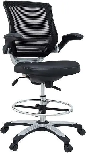 MO-EEI-211-BLK Edge Vinyl Seat and Mesh Back with Flip-Up Arm - Reception Desk Chair, Drafting, Black, Drafting Chair MO-EEI-211-BLK Edge Vinyl Seat and Mesh Back with Flip-Up Arm - Reception Desk Chair, Drafting, Black, Drafting Chair