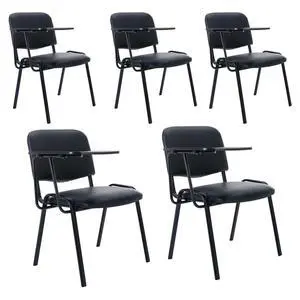 Black Tablet Arm Chairs Set of 5, PU Comfort Office Waiting Room Guest Nesting Stacking Reception Chairs with Flip-Up Table Conference Chairs for School Classroom Training Meeting Room Black Tablet Arm Chairs Set of 5, PU Comfort Office Waiting Room Guest Nesting Stacking Reception Chairs with Flip-Up Table Conference Chairs for School Classroom Training Meeting Room