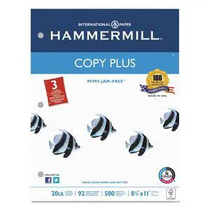 105031 Copy Plus Copy Paper, 3-Hole Punch, 92 Brightness, 20lb, Ltr, White, 500 Shts/Rm (HAM105031) 105031 Copy Plus Copy Paper, 3-Hole Punch, 92 Brightness, 20lb, Ltr, White, 500 Shts/Rm (HAM105031)