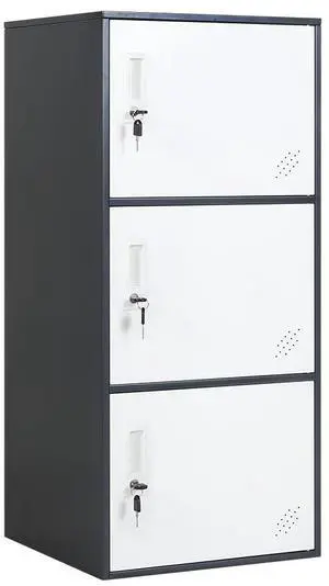 3 Door Vertical Stackable Storage Cabinet with Lock,Anti-Failing Device, Metal Lcoker,Organizer for Office, Home, Gym, School,Employee,Kids. (Grey) 3 Door Vertical Stackable Storage Cabinet with Lock,Anti-Failing Device, Metal Lcoker,Organizer for Office, Home, Gym, School,Employee,Kids. (Grey)