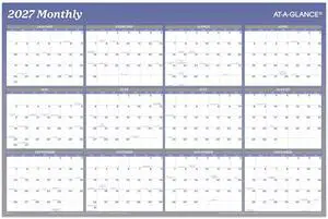 2027 Erasable Calendar, Dry Erase Wall Planner, 36" x 24", Vertical-Horizontal, Reversible, Blue (A1102-27) 2027 Erasable Calendar, Dry Erase Wall Planner, 36" x 24", Vertical-Horizontal, Reversible, Blue (A1102-27)