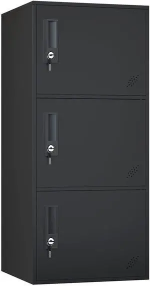 3 Door Vertical Stackable Storage Cabinet with Lock,Anti-Failing Device, Metal Lcoker,Organizer for Office, Home, Gym, School,Employee,Kids. (Black) 3 Door Vertical Stackable Storage Cabinet with Lock,Anti-Failing Device, Metal Lcoker,Organizer for Office, Home, Gym, School,Employee,Kids. (Black)