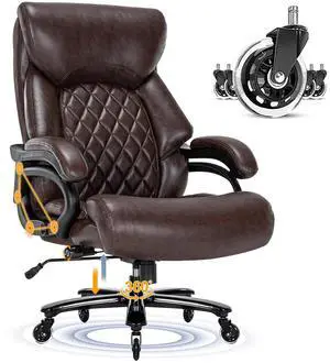 Big and Tall Office Chair for Heavy People, 500LBS High Back Extra Wide Heavy Duty Executive Office Chair Comfortable for Home Office, Large Computer Desk Chair with Adjustable Lumbar Support Brown Big and Tall Office Chair for Heavy People, 500LBS High Back Extra Wide Heavy Duty Executive Office Chair Comfortable for Home Office, Large Computer Desk Chair with Adjustable Lumbar Support Brown