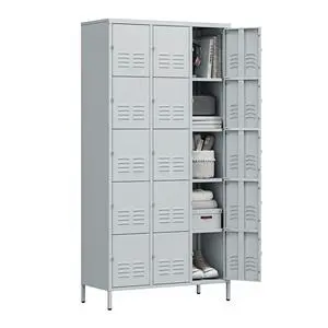 Metal Lockers for Employees-15 Door Storage Locker with Shelves and Lockable Steel Cabinet for School,Gym,Office,Staff(Grey, 15 Door) Metal Lockers for Employees-15 Door Storage Locker with Shelves and Lockable Steel Cabinet for School,Gym,Office,Staff(Grey, 15 Door)
