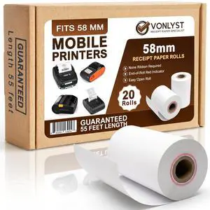 Receipt Paper Roll for 58mm Mobile Portable Thermal Printer (Pack 20 rolls) Receipt Paper Roll for 58mm Mobile Portable Thermal Printer (Pack 20 rolls)