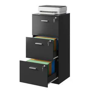 3 Drawer Wood File Cabinet with Lock for Letter and A4 Size | Wooden Vertical Filing Cabinet, Home Office Filing Organizer, Printer Stand, Black 3 Drawer Wood File Cabinet with Lock for Letter and A4 Size | Wooden Vertical Filing Cabinet, Home Office Filing Organizer, Printer Stand, Black