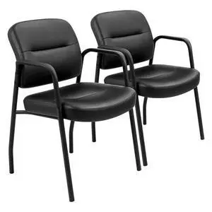 Waiting Room Office Reception Chairs Executive Leather Guest Chairs with Armrest Ergonomic Upholstered Lumbar Support Side Chairs (2 Pack) Waiting Room Office Reception Chairs Executive Leather Guest Chairs with Armrest Ergonomic Upholstered Lumbar Support Side Chairs (2 Pack)