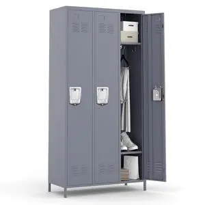 3 Doors Steel Locker Cabinet | Secure Employee & Multi-Purpose Storage for Office, Gym, School & Home | Space-Saving Design, Easy Assembly, Dark Grey 3 Doors Steel Locker Cabinet | Secure Employee & Multi-Purpose Storage for Office, Gym, School & Home | Space-Saving Design, Easy Assembly, Dark Grey