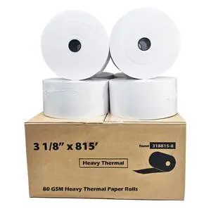 (8 Rolls - 1 Case) 3 1/8" x 815' heavy thermal paper 8 rolls - nautilus hyosung halo - 75 GSM ATM Special Thermal Paper Rolls (8 Rolls - 1 Case) 3 1/8" x 815' heavy thermal paper 8 rolls - nautilus hyosung halo - 75 GSM ATM Special Thermal Paper Rolls