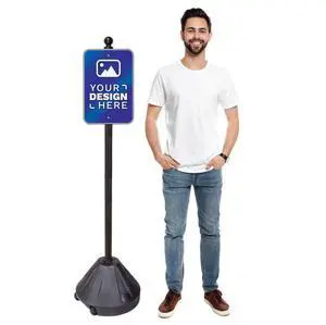 Tip-and-Roll Portable Sign Pole II, 1-Pack (60" tall, Black Base, Includes Custom Printed Signage) Tip-and-Roll Portable Sign Pole II, 1-Pack (60" tall, Black Base, Includes Custom Printed Signage)