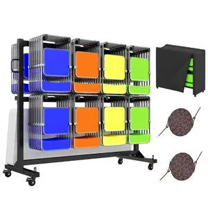 Folding Chair Rack for 12 Tables or 112 Chairs | Heavy-Duty Folding Chair Cart with 1250 LBS Capacity, Wheels, Elastic Cords and Cover, Glossy Black Folding Chair Rack for 12 Tables or 112 Chairs | Heavy-Duty Folding Chair Cart with 1250 LBS Capacity, Wheels, Elastic Cords and Cover, Glossy Black