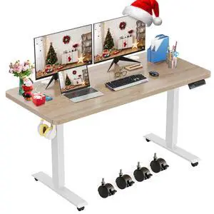 Electric Standing Desk Adjustable Height, 48 x 24 inch Sit Stand Desk with Wheels, 4 Memory Heights, 27''-46'' Lifting Range Stand up Desk for Home Office(Oak Gray) Electric Standing Desk Adjustable Height, 48 x 24 inch Sit Stand Desk with Wheels, 4 Memory Heights, 27''-46'' Lifting Range Stand up Desk for Home Office(Oak Gray)