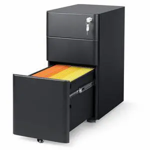 3 Drawer Mobile File Cabinet, Fully Assembled Except Casters | Metal Filing Cainet with Lock for Home Office, Fits Letter/Legal/A4 Size, 11.8 x 17.7 x 23.2 Inches, Black 3 Drawer Mobile File Cabinet, Fully Assembled Except Casters | Metal Filing Cainet with Lock for Home Office, Fits Letter/Legal/A4 Size, 11.8 x 17.7 x 23.2 Inches, Black