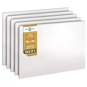 Aluminum Sheet Blanks for Custom Signs, 18 x 24 x.040 in, White, 5 Packs | Double-Sided, Weatherproof, Yard & Garage Sale Use, Sublimation Metal Plate, Vinyl & Digital Print Ready, Burr-Free Corners Aluminum Sheet Blanks for Custom Signs, 18 x 24 x.040 in, White, 5 Packs | Double-Sided, Weatherproof, Yard & Garage Sale Use, Sublimation Metal Plate, Vinyl & Digital Print Ready, Burr-Free Corners