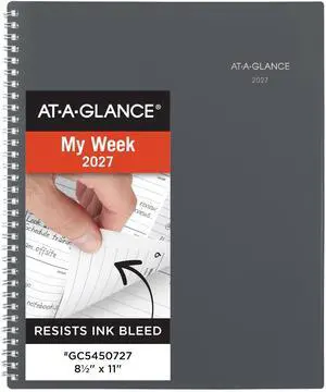2027 Planner, Weekly & Monthly, 8.5" x 11", Spiral Bound, DayMinder, Gray (GC5450727) 2027 Planner, Weekly & Monthly, 8.5" x 11", Spiral Bound, DayMinder, Gray (GC5450727)