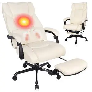 3D Kneading Massage Office Chair with Heat, 500 lbs Big and Tall Executive Computer Desk Recliner, Leather Electric Heated Office Chairs with Massage & Footrest 3D Kneading Massage Office Chair with Heat, 500 lbs Big and Tall Executive Computer Desk Recliner, Leather Electric Heated Office Chairs with Massage & Footrest