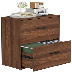 File Cabinet, 2 Drawer Lateral Filing Cabinets, Wide Office File Cabinet with Drawer for Hanging Files/Letter Size, Wood File Cabinets for Home Office School, Assembly Required, Walnut File Cabinet, 2 Drawer Lateral Filing Cabinets, Wide Office File Cabinet with Drawer for Hanging Files/Letter Size, Wood File Cabinets for Home Office School, Assembly Required, Walnut