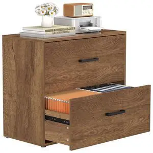 Filing Cabinets, 2 Drawer Lateral File Cabinets for Home Office, Modern Farmhouse File Cabinets with Hanging Rail for Letter Size, Large Wooden Storage Cabinets, Brown Filing Cabinets, 2 Drawer Lateral File Cabinets for Home Office, Modern Farmhouse File Cabinets with Hanging Rail for Letter Size, Large Wooden Storage Cabinets, Brown