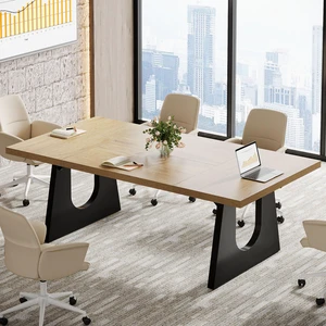 70.86" Rectangular Conference Table for 6-8 (Oak and Black) | Large Office Meeting Desk, Reception Office Furniture for Conference Room, Meeting Rooms, Breakrooms & Offices 70.86" Rectangular Conference Table for 6-8 (Oak and Black) | Large Office Meeting Desk, Reception Office Furniture for Conference Room, Meeting Rooms, Breakrooms & Offices