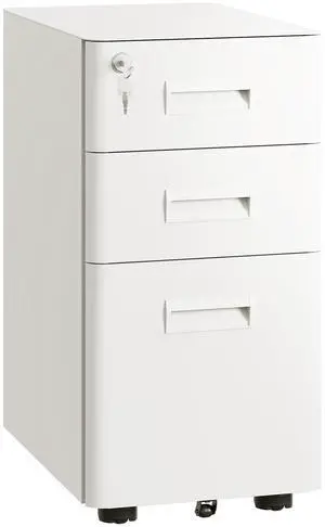 3 Drawer File Cabinet on Wheels, Fully Assembled Except Casters | Metal Filing Cabinet with Lock, Under Desk File Organization for Home Office, Fits Letter/Legal/A4, White 3 Drawer File Cabinet on Wheels, Fully Assembled Except Casters | Metal Filing Cabinet with Lock, Under Desk File Organization for Home Office, Fits Letter/Legal/A4, White