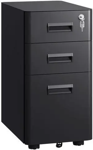 3 Drawer Mobile File Cabinet, Fully Assembled Except Casters | Under Desk Metal Filing Cabinet with Lock for Home Office Organizer Letter/Legal/A4, Black 3 Drawer Mobile File Cabinet, Fully Assembled Except Casters | Under Desk Metal Filing Cabinet with Lock for Home Office Organizer Letter/Legal/A4, Black