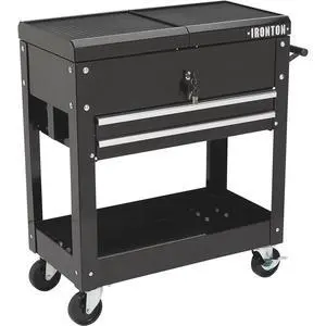 28in. 2-Drawer Rolling Tool Cart, 350-Lb., Locking Drawers | Heavy-duty steel frame, open lower tray, quick-access tool organization, garage/workshop/warehouse use, easy maneuvering 28in. 2-Drawer Rolling Tool Cart, 350-Lb., Locking Drawers | Heavy-duty steel frame, open lower tray, quick-access tool organization, garage/workshop/warehouse use, easy maneuvering