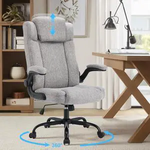 High Back Fabric Office Chair Ergonomic Chair Adjustable Headrest | Fabric office chair with high back ergonomic support, adjustable headrest, flip-up arms, adjustable height and 90°-120° tilt High Back Fabric Office Chair Ergonomic Chair Adjustable Headrest | Fabric office chair with high back ergonomic support, adjustable headrest, flip-up arms, adjustable height and 90°-120° tilt