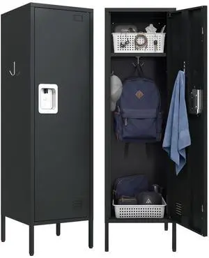 Metal Storage Cabinet, Lockable Storage Locker with Door, Tall Metal Cabinet for Home School Gym Office Employee Kids Use Metal Storage Cabinet, Lockable Storage Locker with Door, Tall Metal Cabinet for Home School Gym Office Employee Kids Use