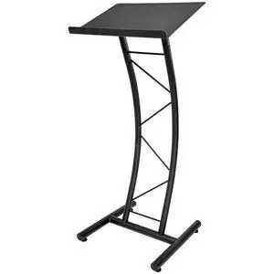 KML8CB All Metal-Constructed Curved Lectern with H Style Base, Stand up Church Pulpit, Slanted Lectern, Conference Podium for Speakers, Speeches, Other Occasions, Powder Coat Finish Black KML8CB All Metal-Constructed Curved Lectern with H Style Base, Stand up Church Pulpit, Slanted Lectern, Conference Podium for Speakers, Speeches, Other Occasions, Powder Coat Finish Black