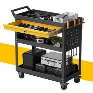 4-Tier Heavy Duty Rolling Tool Cart with Drawers & Pegboard 420 lbs Capacity Steel Utility Cart on Wheels, Lockable Work Cart for Mechanic, Garage, Workshop 4-Tier Heavy Duty Rolling Tool Cart with Drawers & Pegboard 420 lbs Capacity Steel Utility Cart on Wheels, Lockable Work Cart for Mechanic, Garage, Workshop