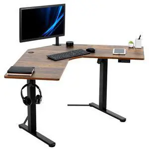 Rustic Vintage Brown 47 x 47 in Corner Standing Desk, DESK-E1L94N | Electric, Holds 154 lbs, L-Shaped Table, Sit Stand, Height Adjustable, Memory Presets, Home Office, Black Frame Rustic Vintage Brown 47 x 47 in Corner Standing Desk, DESK-E1L94N | Electric, Holds 154 lbs, L-Shaped Table, Sit Stand, Height Adjustable, Memory Presets, Home Office, Black Frame