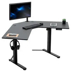 Black 47 x 47 in Corner Standing Desk, DESK-E1L94B | Electric, Holds 154 lbs, L-Shaped Table, Sit Stand, Height Adjustable, Memory Presets, Home Office, Black Frame Black 47 x 47 in Corner Standing Desk, DESK-E1L94B | Electric, Holds 154 lbs, L-Shaped Table, Sit Stand, Height Adjustable, Memory Presets, Home Office, Black Frame