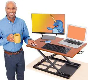 X-Elite Pro, Ergonomic Adjustable Height Standing Desk Converter for Home or Office, Easy Lift Sit to Stand Laptop Desk Riser for Laptop and Computer Monitor (Cherry, 28in x 20in) X-Elite Pro, Ergonomic Adjustable Height Standing Desk Converter for Home or Office, Easy Lift Sit to Stand Laptop Desk Riser for Laptop and Computer Monitor (Cherry, 28in x 20in)