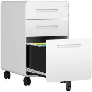 3 Drawer File Cabinet, Fully Assembled Mobile File Cabinets with Lock for Home Office, Metal Rolling Filing Caninet on Wheels, Three Drawer Under Desk Cabnet for Letter/Legal / A4 - White 3 Drawer File Cabinet, Fully Assembled Mobile File Cabinets with Lock for Home Office, Metal Rolling Filing Caninet on Wheels, Three Drawer Under Desk Cabnet for Letter/Legal / A4 - White