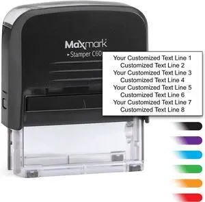Custom Self Inking Rubber Stamp - Up to 8 Lines of Text - Choose from 15 Ink Colors - XX-Large Size Custom Self Inking Rubber Stamp - Up to 8 Lines of Text - Choose from 15 Ink Colors - XX-Large Size