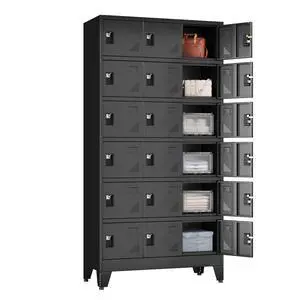 Metal Lockers for Employees, 18 Doors Metal Storage Locker | with Card Slot and Ventilation Holes, Steel Employee lockers for Home Office School Gym Garage, Requires Installation Metal Lockers for Employees, 18 Doors Metal Storage Locker | with Card Slot and Ventilation Holes, Steel Employee lockers for Home Office School Gym Garage, Requires Installation