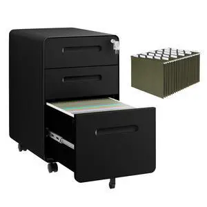 3 Drawer Mobile File Cabinet with Lock, 4 Keys and 25 Letter File Folders | Heavy-Duty Steel Rolling Filing Cabinet Pre-Assembled Under Desk for Home Office Letters/Legal/A4 Hanging File Folders 3 Drawer Mobile File Cabinet with Lock, 4 Keys and 25 Letter File Folders | Heavy-Duty Steel Rolling Filing Cabinet Pre-Assembled Under Desk for Home Office Letters/Legal/A4 Hanging File Folders
