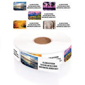 Scenic Landscape Rolled Address Labels / 250 Personalized Return Address Labels/Designer Address Stickers in Elegant Plastic Dispenser Scenic Landscape Rolled Address Labels / 250 Personalized Return Address Labels/Designer Address Stickers in Elegant Plastic Dispenser