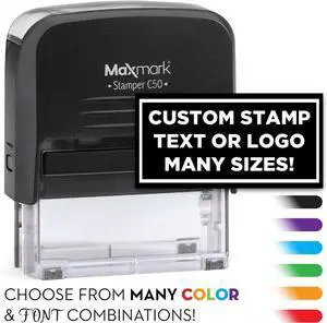 Personalized Business Custom Self-Inking Rectangular Logo or Text Stamp - Choose from 15 Ink Colors Personalized Business Custom Self-Inking Rectangular Logo or Text Stamp - Choose from 15 Ink Colors
