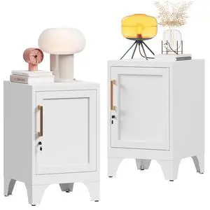23.6" H Metal Locker Nightstand Set of 2,White Locking Night Stand with Door and Adjustable Shelf, Small Locker Cabinet with Detachable Legs for Home Office,Living Room or Bedroom,Easy Assembly 23.6" H Metal Locker Nightstand Set of 2,White Locking Night Stand with Door and Adjustable Shelf, Small Locker Cabinet with Detachable Legs for Home Office,Living Room or Bedroom,Easy Assembly