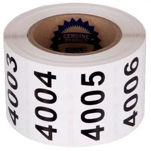 Consecutively Numbered Labels Self Adhesive Durable Vinyl- Measure: 2" X 1" by (ROLL 4001-4500) Consecutively Numbered Labels Self Adhesive Durable Vinyl- Measure: 2" X 1" by (ROLL 4001-4500)